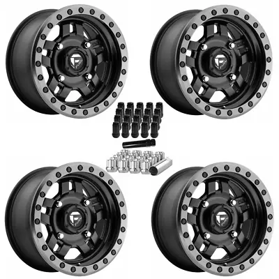 Set Of (4) 15 X7  +38mm Fuel Anza Matte Black Wheels For 4x156 W/ Lug Nuts • $728