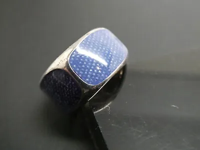 MILOR ITALY STERLING SILVER 925 Blue Enamel Band Ring Size 6 • $45