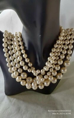 $30.77 • Buy J.Crew MultiStrand 22 Graduated Fx Pearl Statement Event Necklace Cpics C625+itm