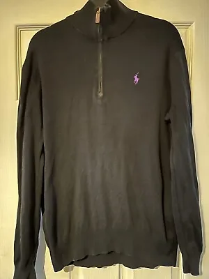 Ralph Lauren 1/4 Zip Navy Jumper  Medium Small • £19.99