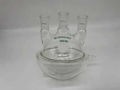 Chemglass CG-1537-04 Half Jacketed Heavy Flask 3-Neck 24/40 Vertical • $375