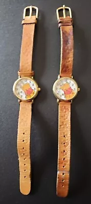 2 Vintage Timex Winnie The Pooh Watches Bumble Bees Leather Band - NEW BATTERY • $14.99