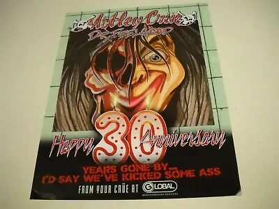 MOTLEY CRUE Happy 30th Ann. For DR. FEELGOOD Years Gone By 2019 Promo Display Ad • $9.95
