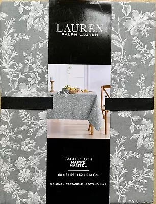 BNWT Ralph Lauren GREY FLORAL Tablecloth 60” X 84” NEW & SEALED • £27.95