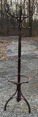 Vintage 72'' MCM Bentwood Coat Hat Rack Stand Spin Hall Tree Umbrella 6ft • $84