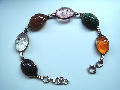 Vintage Sterling Scarab Bracelet • $39.99