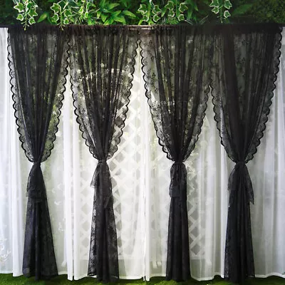 1pcs Bedroom Lace Curtain Drape Net Mesh Floral Rod Pocket Wedding Party Decor • $21.99