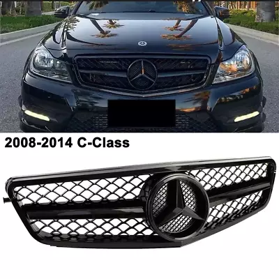 For 2008-2014 Mercedes Benz W204 C-Class Gloss Black AMG Style Grille W/Emblem • $65.14