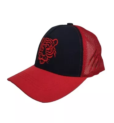 NAVY BLUE  And RED Embroidere Tiger  Full Expression Adjustable Baseball Cap... • $15.99