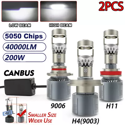 H4 H7 H11 9005 9006 LED Headlight Bulbs Mini Bi-LED Projector Lens 200W -LHD/RHD • $40.39