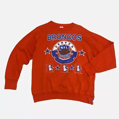 VTG Denver Broncos Logo 7 Sweatshirt Sweater Adult Sz XL Orange Long Sleeve • $25