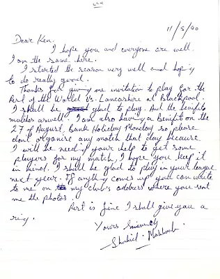 £15 • Buy Shahid Mahboob - Pakistan Test Cricketer - Signed Handwritten Letter.