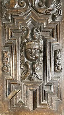 Large And Rare Carved Panel With A Central Carved Cherub Face Two Carved Fish • $221.70