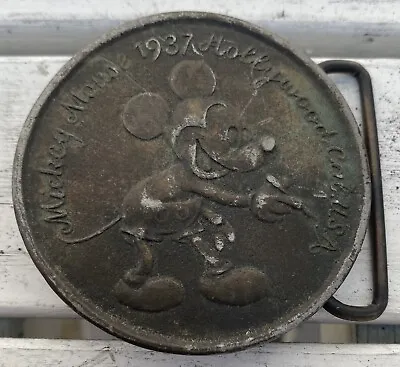 Vintage Disney Mickey Mouse 1937 Hollywood CA Belt Buckle USED • $34.99