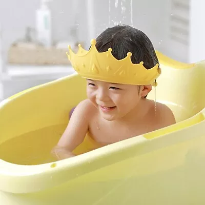 Baby Shower Shampoo Cap Crown Shape Wash Hair Hat Baby Ear Protection Safe E • £5.39