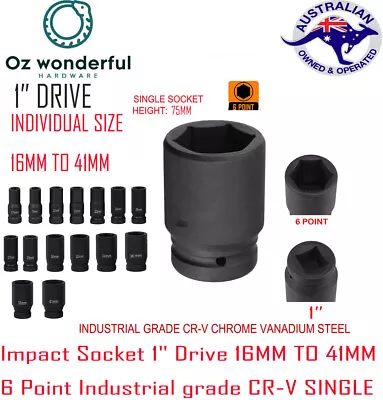 1'' Drive Impact Sockets Dr Deep Impact Socket Cr-V 16mm - 41mm Air Tools Auto • $12.60