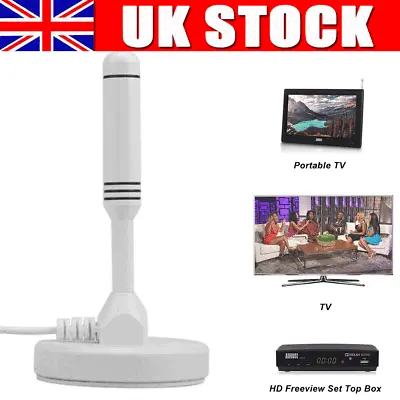 UK Best Portable TV Magnetic HD Freeview Aerial DAB/FM Indoor Outdoor Ariel • £9.90
