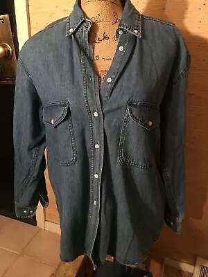 Women's Faded Glory Blue Denim Button Down Shirt Size M • £32.77