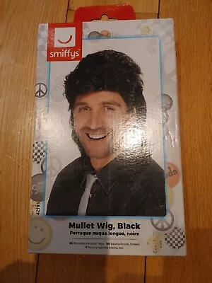 Smiffys Mullet Wig Black NEW • £4.99
