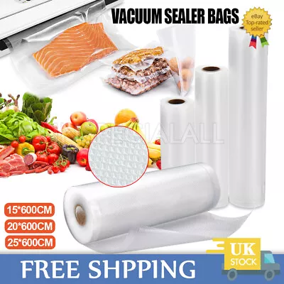 15/20/28/30cm Vacuum Sealer Bags Rolls Pack Vac Food Saver Storage Seal Bag 6M • £5.49