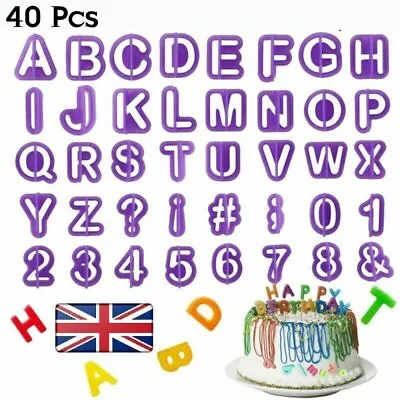 40pcs/Set Alphabet Number Letter Fondant Cake Decorating Set Icing Cutter Mould • £5.45