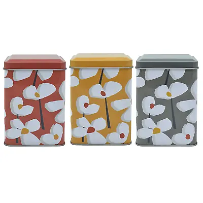 Colourful Metal Coffee Tea Sugar Cookie Canisters With Lid Kitchen  Storage Tin • £8.95