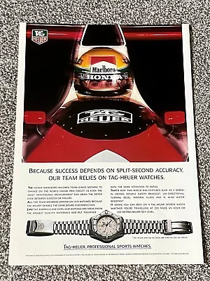 Original Collectable 1989 Magazine Advert Picture Tag Heuer McLaren Watch Ad 80s • £12.99