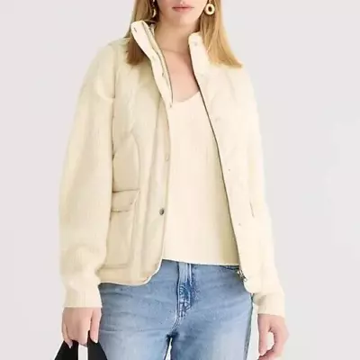 J. Crew Signature Puffer Quilted Zip Vest Size Small AQ472 Primaloft Dusty Ivory • $29.99