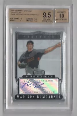 Madison Bumgarner 2007 Bowman Sterling Rookie Card Rc #MBB BGS 9.5/10 True Gem + • $133