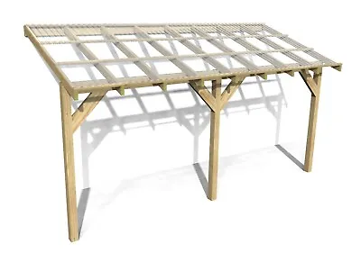 Lean To Wooden Veranda Shelter Canopy | Clear Roof | Wall Fixed Kit • £468