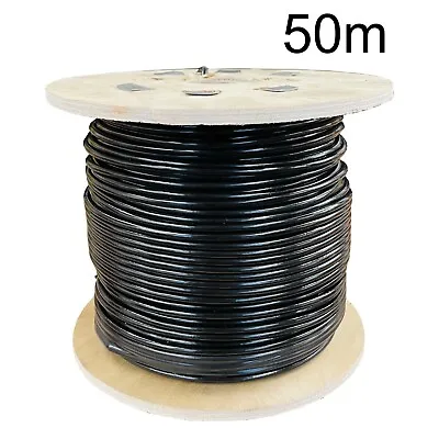 50 Metres 3mm GALVANISED 7 X 7 WIRE ROPE BLACK PVC COATED To 4mm Marine Boat Gym • £24.99