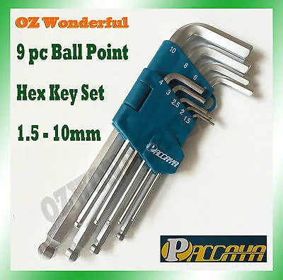 $6.99 • Buy 9pc Long Arm Ball Point Torx End Hex Keys Set Wrench Set High Quality 1.5 - 10mm