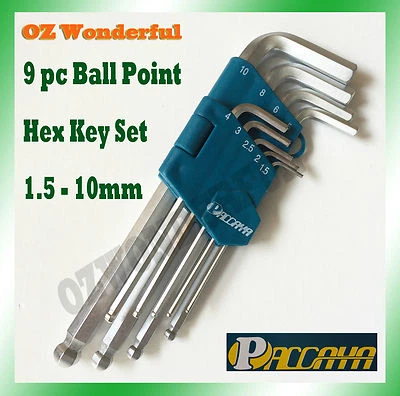 $6.99 • Buy 9pc Long Arm Ball Point Torx End Hex Keys Set Wrench Set High Quality 1.5 - 10mm