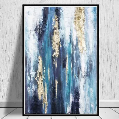 Abstract Golden Blue Modern Art Canvas Painting Nordic Posters & Prints Wall Art • $16.91