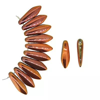 Czech Glass Dagger Drop Beads 5x16mm 2-Hole Crystal Sunset Full • $4.99