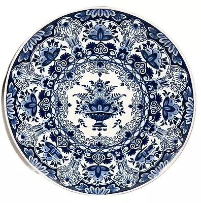 Fine Delft Blue Hand Painted Charger Having Urn Of Flowers • $95