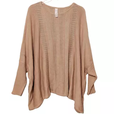 Marla Wynne Women's Knitted Dolman Sleeve Scoopneck Poncho Sweater Pink Medium • $25