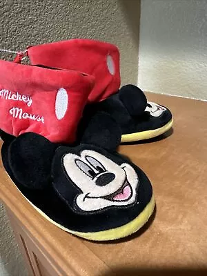 Mickey Mouse Boys Bootie Slippers Plush House Shoes Size 11-12 NWOT • $7.99