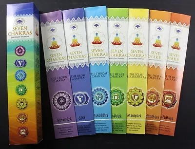 $3 • Buy 7 SEVEN CHAKRAS Incense Sticks BULK GIFT PACK Meditation Spirit Yoga Green Tree
