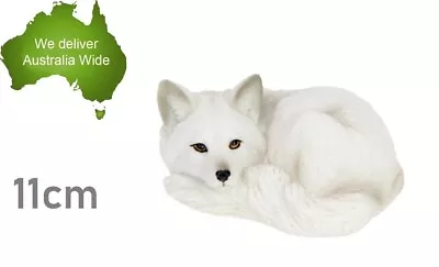 11cm Curled Up White Wolf Garden Ornament Statue Sculpture Figurine Wild Animal • $17.99