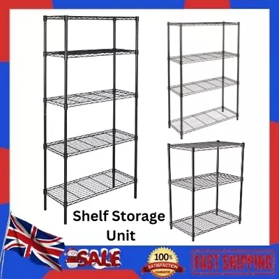 £38.99 • Buy 3,4,5 Tier Chrome Metal Storage Rack/Shelving Wire Shelf Kitchen/Office/Garage