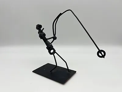Vintage Nuts & Bolts Black Steel Scrap Man Fishing Art Sculpture MCM Decor • $29.99
