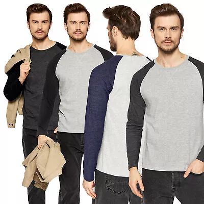 Men Brave Soul Long Sleeve Cotton T-Shirt Single Or 3 Pack Base Layer Muscle Gym • £7.45