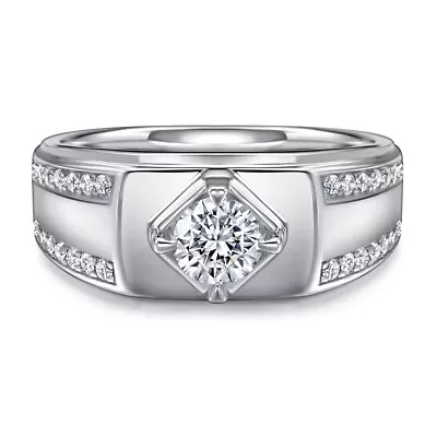 Men's Solid 925 Sterling Silver Prong Setting Lab Diamond Wedding Ring M175 • $33.99