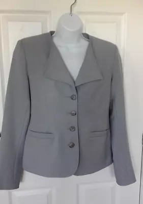 Lovely Smart Grey Collarless Wedding/Occasion Jacket/Blazer By Ladyline Size 10 • £15.99
