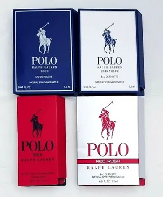 $13.49 • Buy 4 Polo Ralph Lauren Cologne Samples: Blue UltBlue Red RedExtreme Or Red Rush
