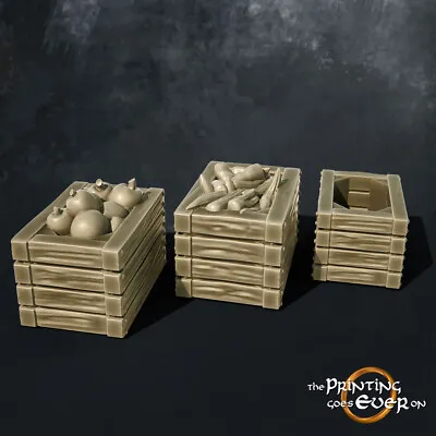 Wooden Crates With Fruit And Vegetables Scenery Miniature | D&D DnD |  • $3.99