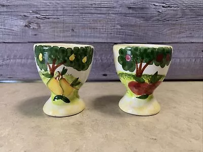2 Vintage Porcelain Hand Painted Egg Cups Pears & Apples • $9.99