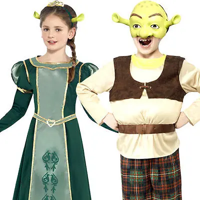 £23.49 • Buy Shrek Or Fiona Kids Fancy Dress Fairy Tale Book Day Character Childrens Costumes