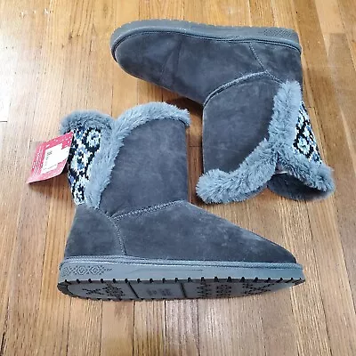 Muk Luks Womens Faux Fur Knit Boots Womens Sz 10 Slip Pull On • $23.24